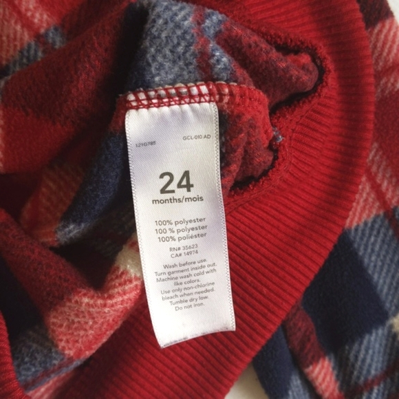 carter's plaid fleece zip-up hoodie sweatshirt 24 months baby unisex - Picture 6 of 7